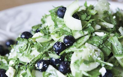 Cucumber, Blueberry, Arugula Salad