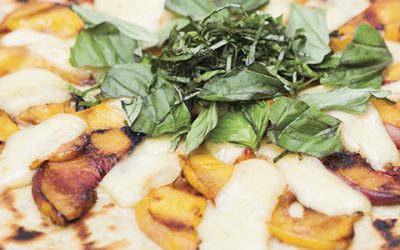 Grilled Peach, Brie, Basil Flatbread