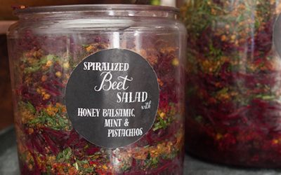 Spiralized Beet Salad with Mint & Pistachios