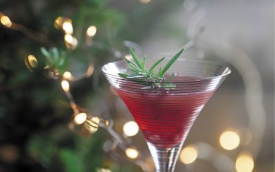 Pomegranate Martini with Rosemary Honey Syrup